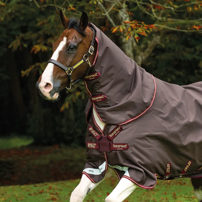 Horseware Amigo Bravo 12 0g Turnout Hood - Brown/Red/Gold/Red
